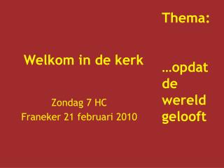 Welkom in de kerk