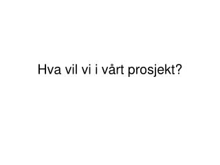 Hva vil vi i vårt prosjekt?