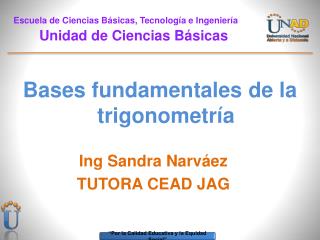 Escuela de Ciencias Básicas, Tecnología e Ingeniería Unidad de Ciencias Básicas