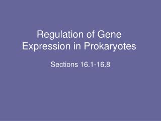 Regulation of Gene Expression in Prokaryotes