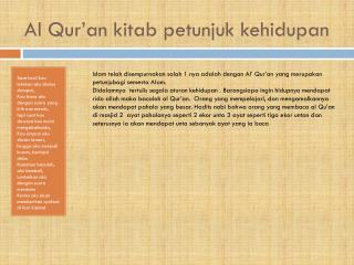 Al Q ur’an kitab petunjuk kehidupan