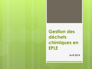 Gestion des déchets chimiques en EPLE