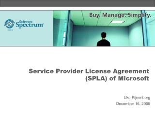 Service Provider License Agreement (SPLA) of Microsoft