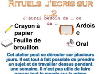 Rituels j’ ecris sur …2