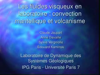 Les fluides visqueux en laboratoire : convection mantellique et volcanisme