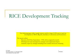 RICE Development Tracking