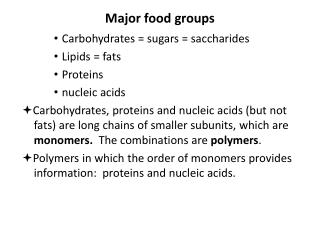 Major food groups