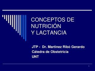 CONCEPTOS DE NUTRICIÓN Y LACTANCIA