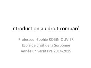 Introduction au droit comparé