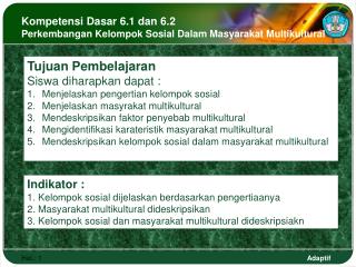 Kompetensi Dasar 6.1 dan 6.2 Perkembangan Kelompok Sosial Dalam Masyarakat Multikultural