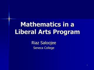 Mathematics in a Liberal Arts Program