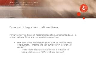 Economic integration: national firms