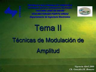 Tema II Técnicas de Modulación de Amplitud