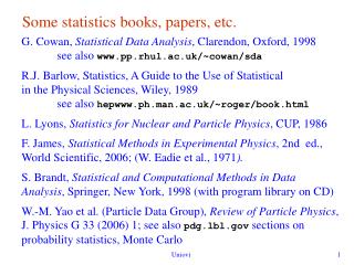 Some statistics books, papers, etc.
