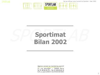 Sportimat Bilan 2002