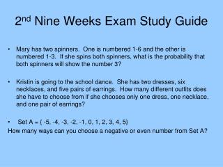 2 nd Nine Weeks Exam Study Guide