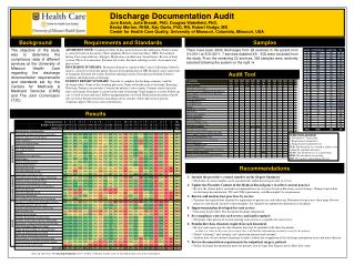 Discharge Documentation Audit Jure Baloh, Julie Brandt, PhD, Douglas Wakefield, PhD,