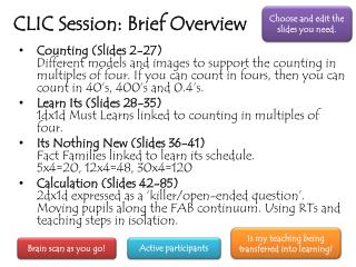 CLIC Session: Brief Overview