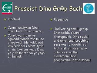 Proseict Dina Gr ŵ p Bach