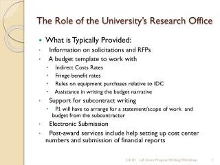 The Role of the University’s Research Office