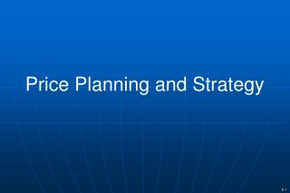 Price Planning and Strategy