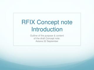 RFIX Concept note Introduction