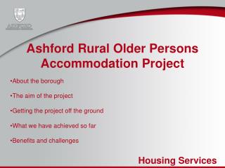 Ashford Rural Older Persons Accommodation Project