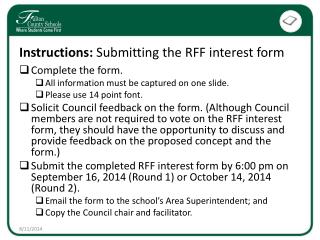 Instructions: Submitting the RFF interest f orm