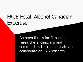 FACE-Fetal Alcohol Canadian Expertise