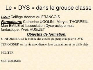 Le « DYS » dans le groupe classe