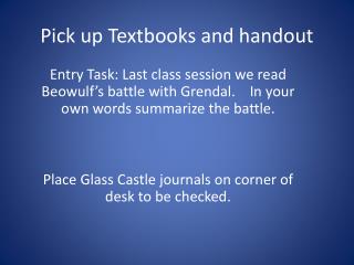 Pick up Textbooks and handout