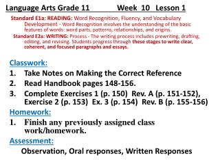 Language Arts Grade 11 Week 10 Lesson 1