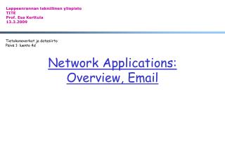 Network Applications: Overview, Email