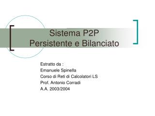 Sistema P2P Persistente e Bilanciato