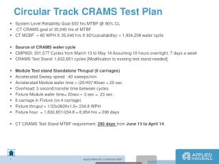 Circular Track CRAMS Test Plan