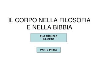 IL CORPO NELLA FILOSOFIA E NELLA BIBBIA