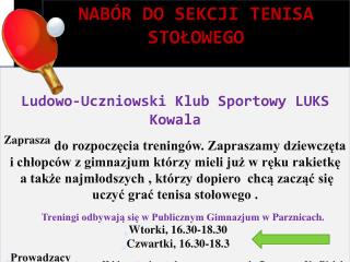 NABÓR DO SEKCJI TENISA STOŁOWEGO