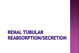 Renal tubular reabsorption/Secretion