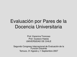 Evaluación por Pares de la Docencia Universitaria