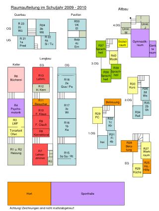 Raumaufteilung im Schuljahr 2009 - 2010