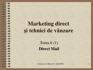 Marketing direct şi tehnici de vânzare