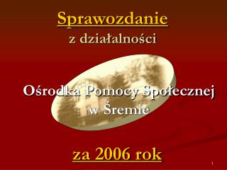 Sprawozdanie z działalności