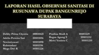 LAPORAN HASIL OBSERVASI SANITASI DI RUSUNAWA DUPAK BANGUN REJO SURABAYA