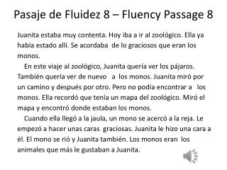 Pasaje de Fluidez 8 – Fluency Passage 8