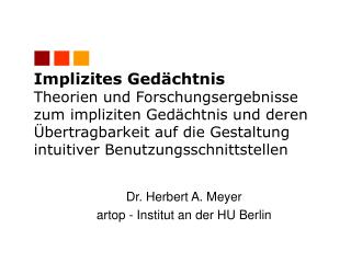 Dr. Herbert A. Meyer artop - Institut an der HU Berlin