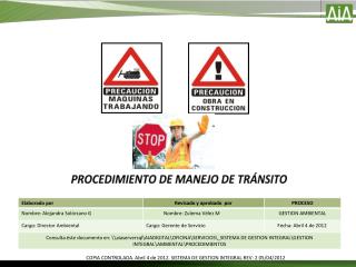 PROCEDIMIENTO DE MANEJO DE TRÁNSITO