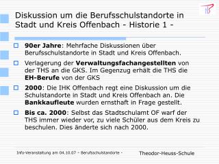 Diskussion um die Berufsschulstandorte in Stadt und Kreis Offenbach - Historie 1 -