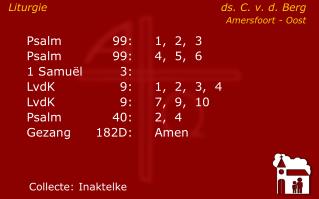 Liturgie	 ds. C. v. d. Berg Amersfoort - Oost
