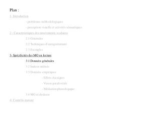 Plan : 1- Introduction 	- problèmes méthodologiques