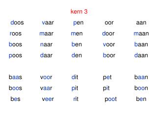 kern 3		 d oos		 v aar		 p en		oor		aan r oos		 m aar		 m en		 d oor		 m aan